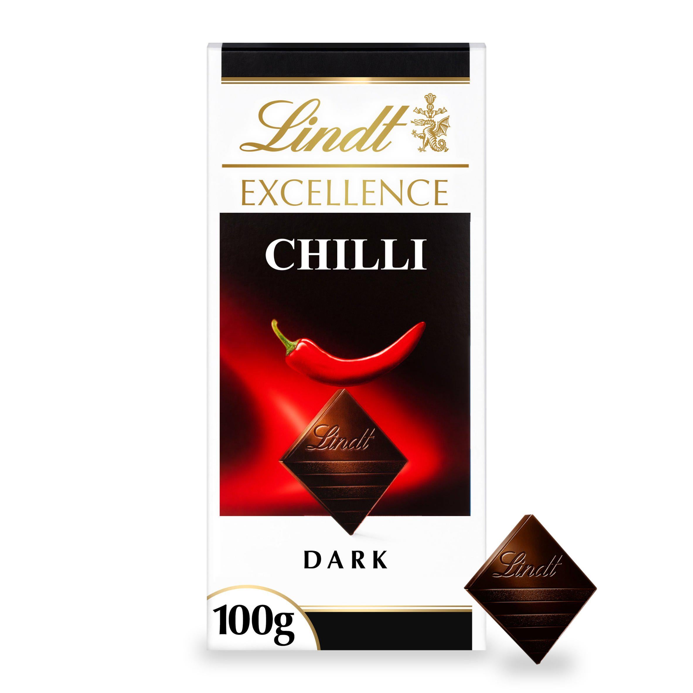 Lindt Excellence dark chilli bar 100g - British product