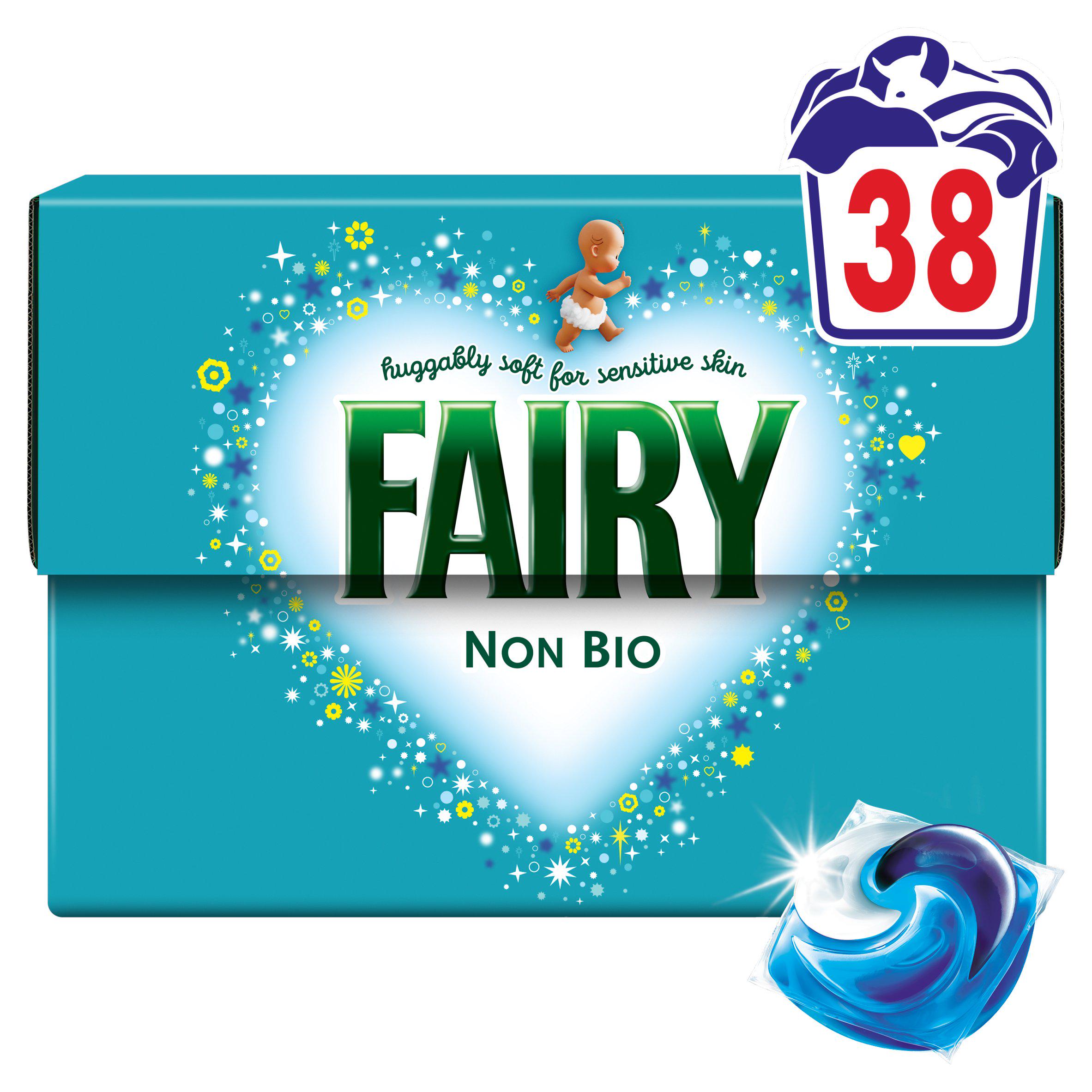 Fairy non bio laundry pods 38 washes (British brand)