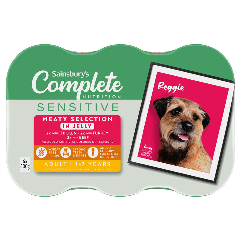 Sainsbury's sensitive dog food in jelly multipack 6x400g (British brand)