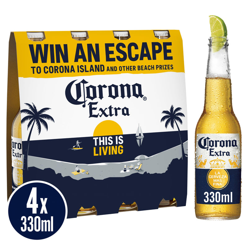 Corona Extra premium lager beer 4x330ml bottles (British brand)