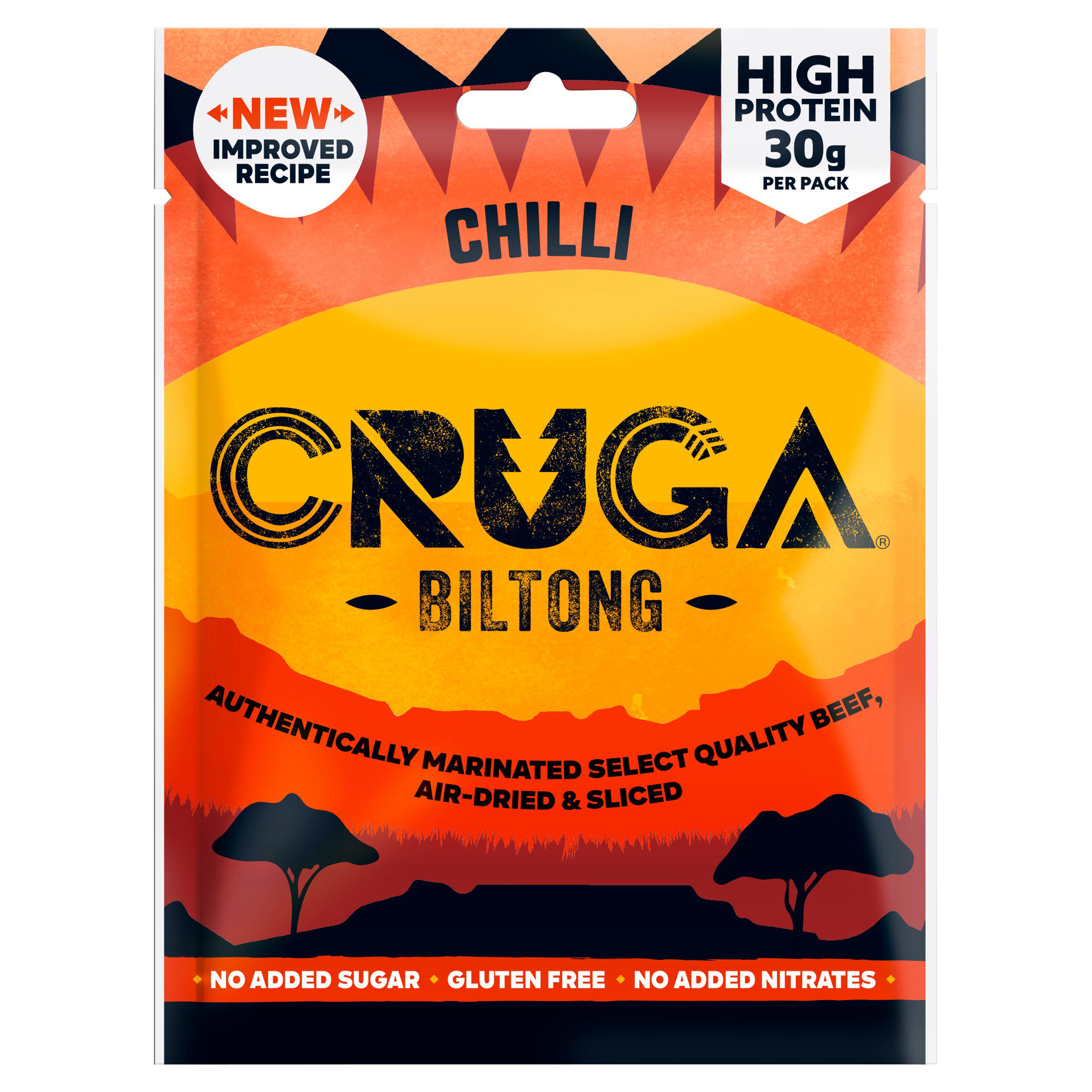 Cruga Chilli Biltong 60g, imported from the UK