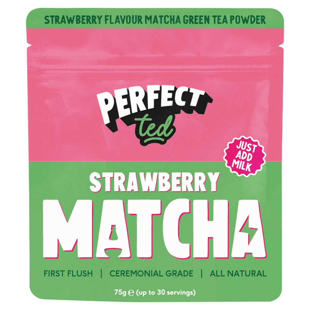 Perfect Ted strawberry matcha tea powder 75g, imported from the UK