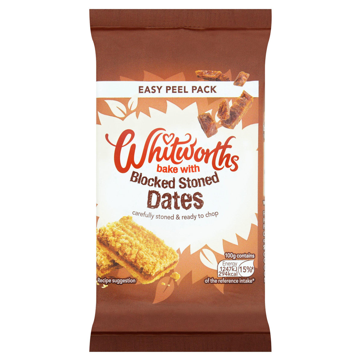 Whitworths blocked stoned dates 350g, imported from the UK