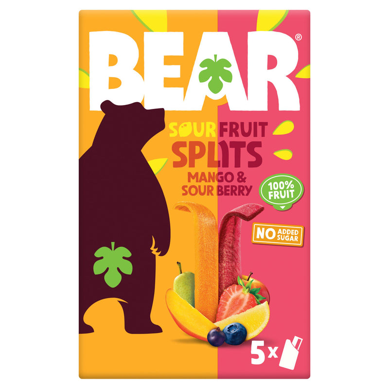 BEAR fruit splits sour berry and mango multipack, imported from the UK