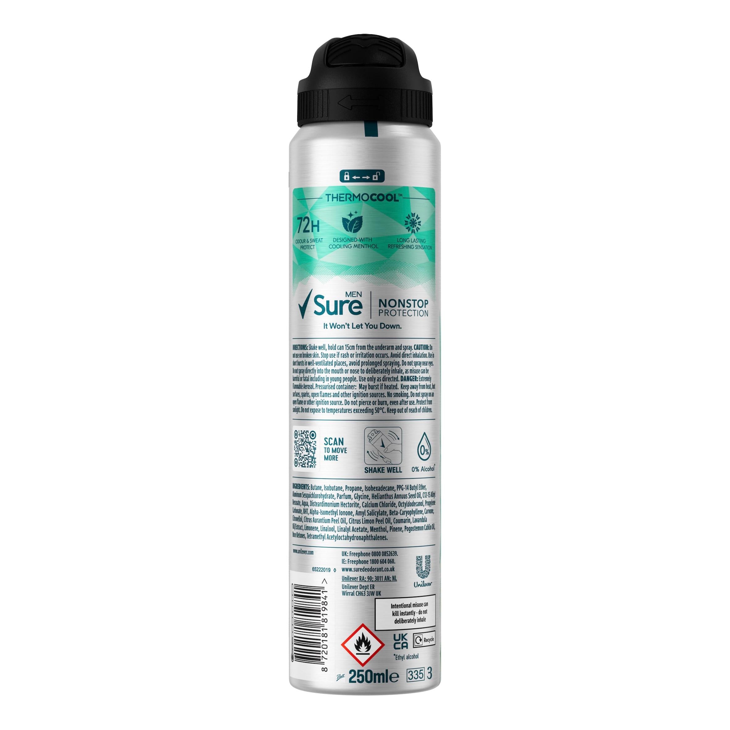 Sure antiperspirant deodorant spray Iced Lemon & Sage 250ml (British brand)