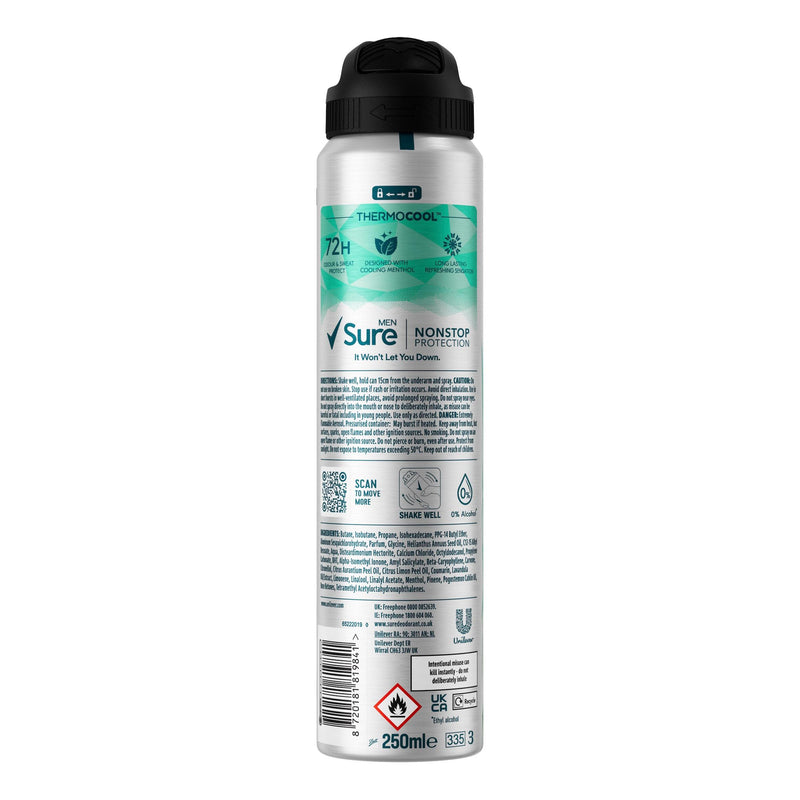 Sure antiperspirant deodorant spray Iced Lemon & Sage 250ml (British brand)