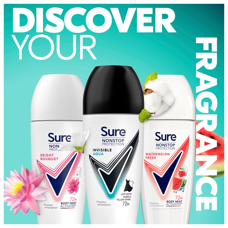 Sure Nonstop Invisible Aqua Antiperspirant Roll On 50ml (British brand)