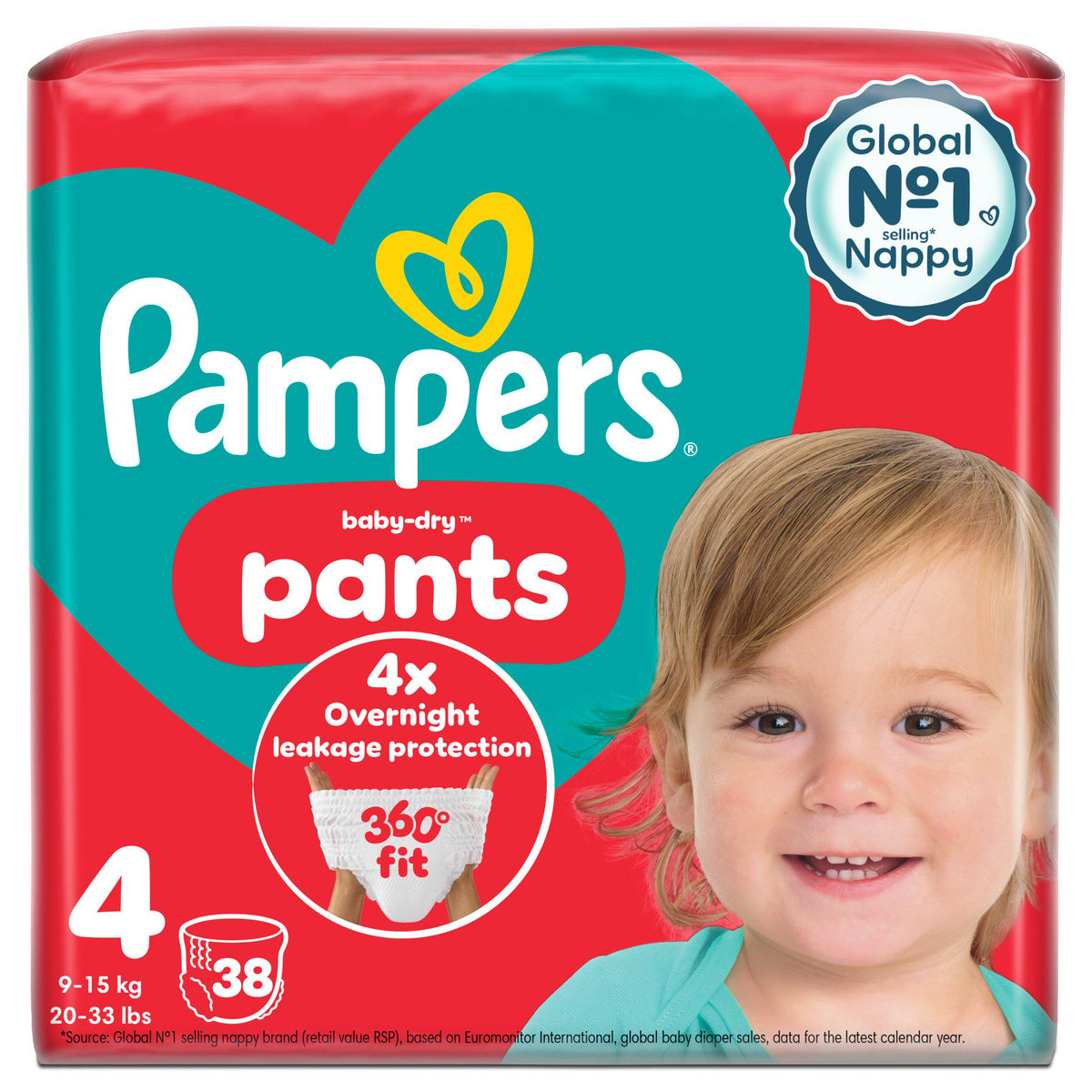 Pampers Baby Dry nappy pants size 4 38 pack - British product