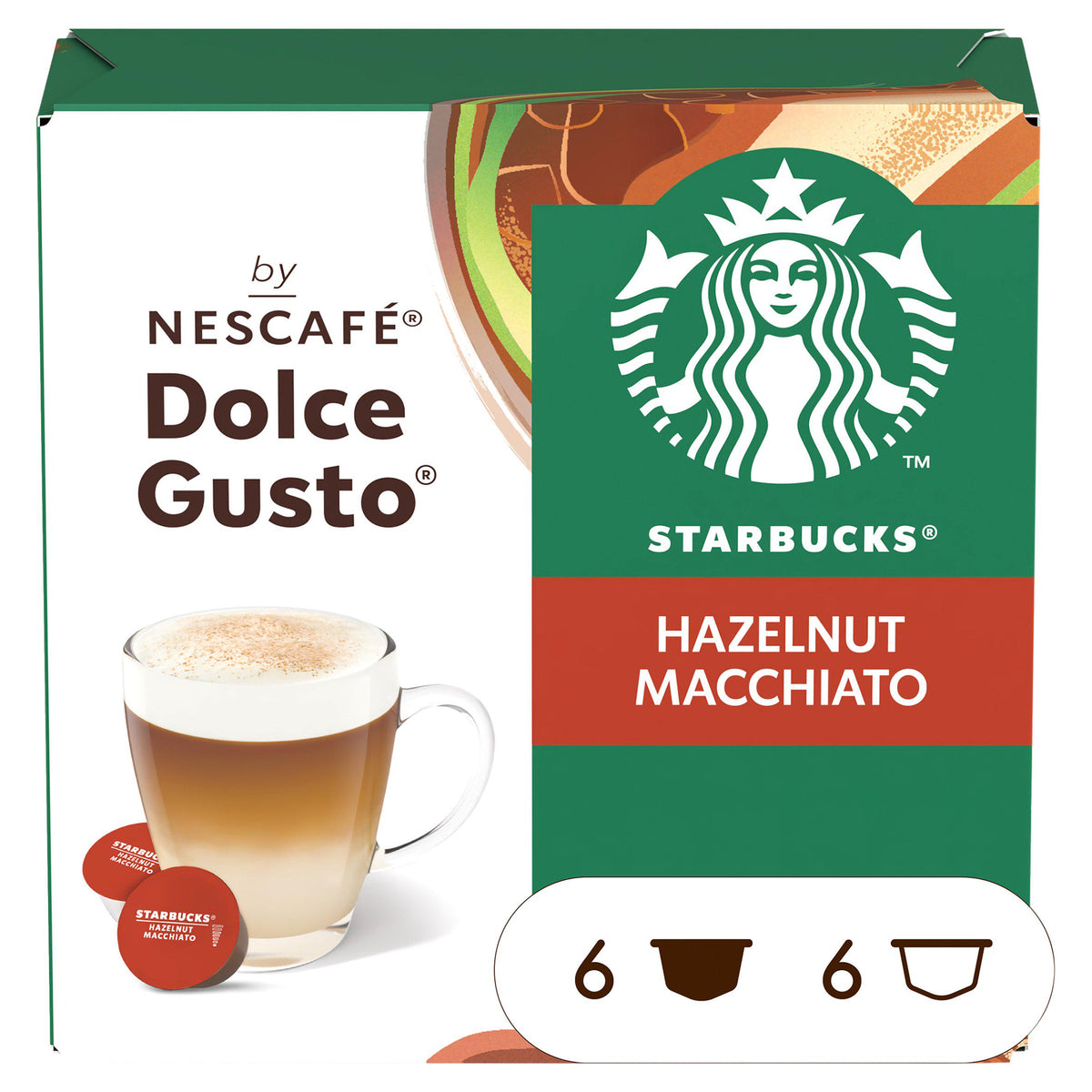 Starbucks Hazelnut Macchiato coffee pods 123g, imported from the UK