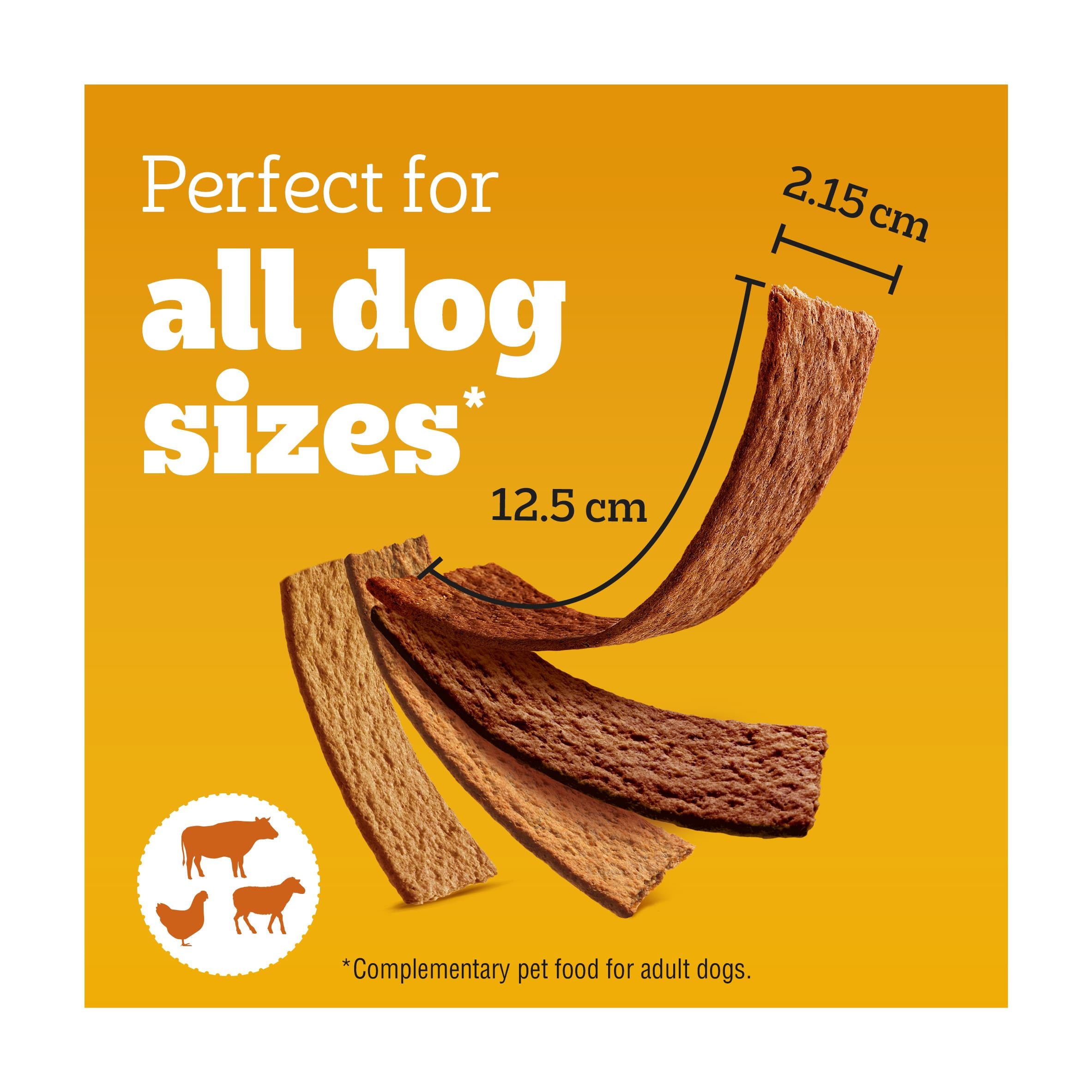 Pedigree dog treats Meaty Multi Mix Strips 144g, imported from the UK