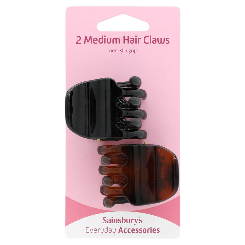 Sainsbury's medium jaw hair clips black and tortoise set of 2, imported from the UK
