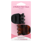 Sainsbury's medium jaw hair clips black and tortoise set of 2, imported from the UK