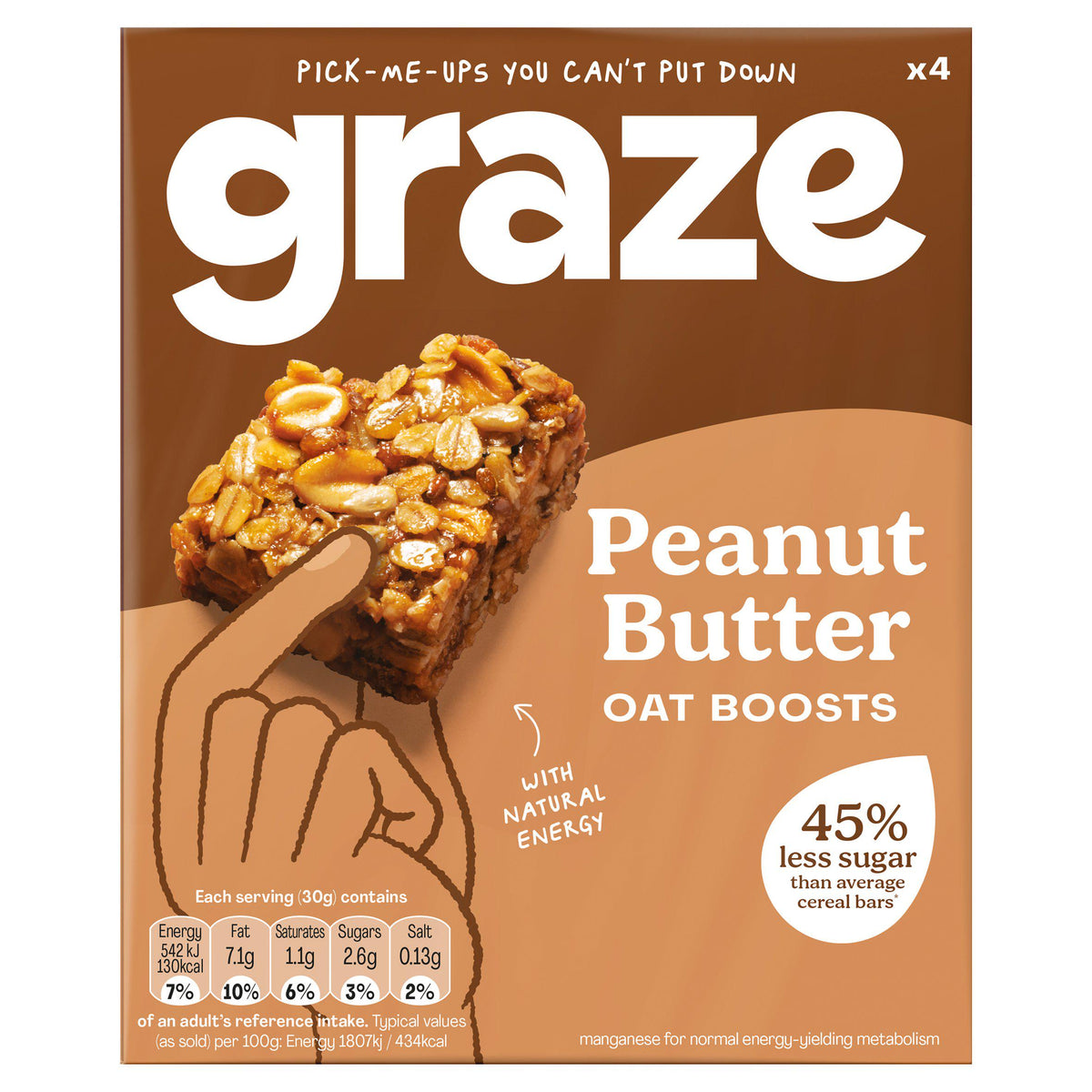 Graze peanut butter oat boost flapjack bars 4x30g - British product
