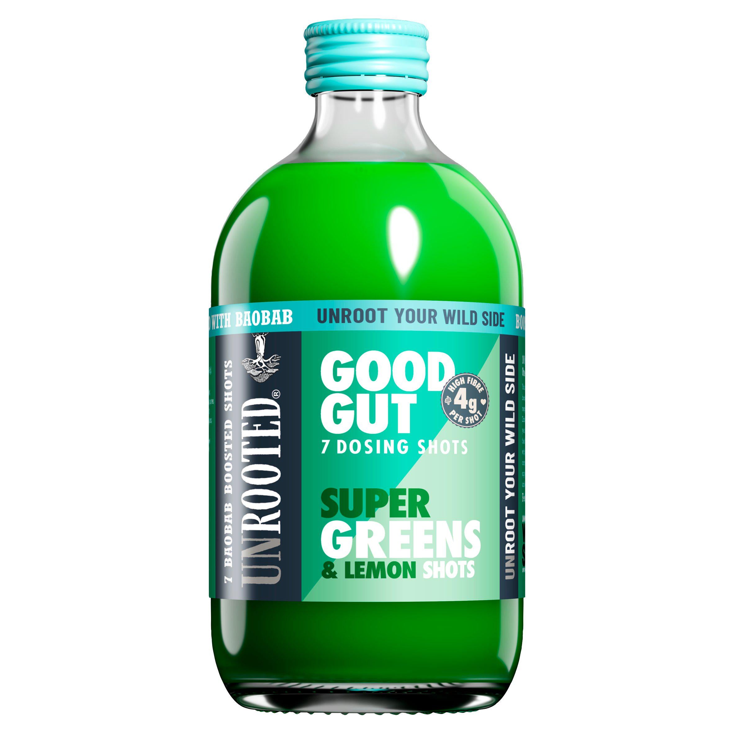 Unrooted Super Greens & Lemon Shots 420ml (British brand)
