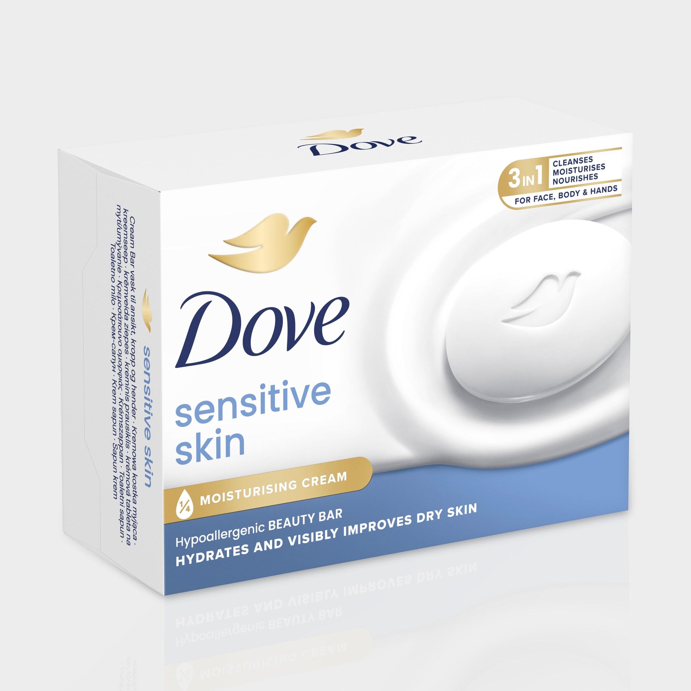 Dove Sensitive Skin Hypoallergenic Beauty Bar 2x90g, imported from the UK