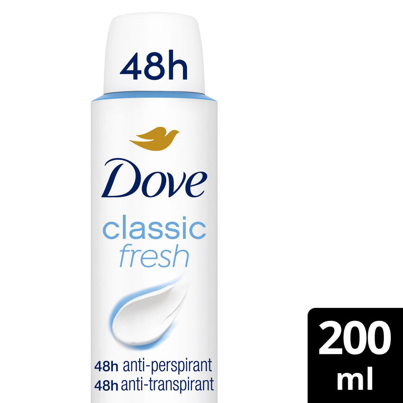 Dove Classic Fresh antiperspirant deodorant spray 200ml, imported from the UK