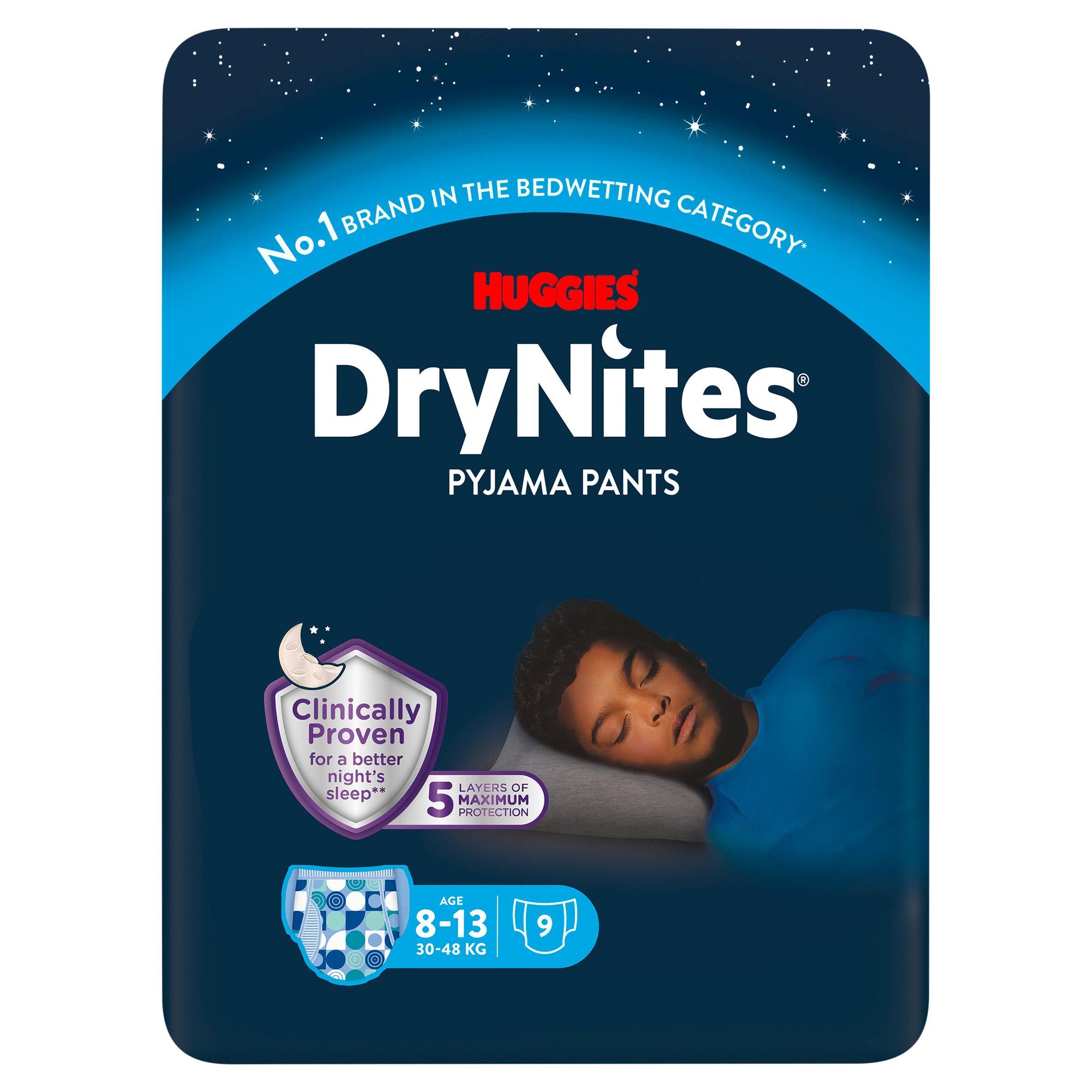 Huggies DryNites Boy Bedwetting Nappies 9-pack, UK version
