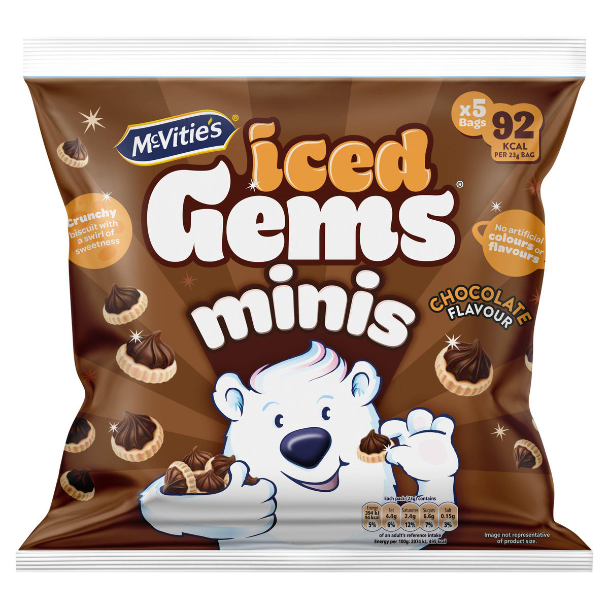 McVitie's Iced Gems chocolate flavour biscuits multipack 5x23g - British product