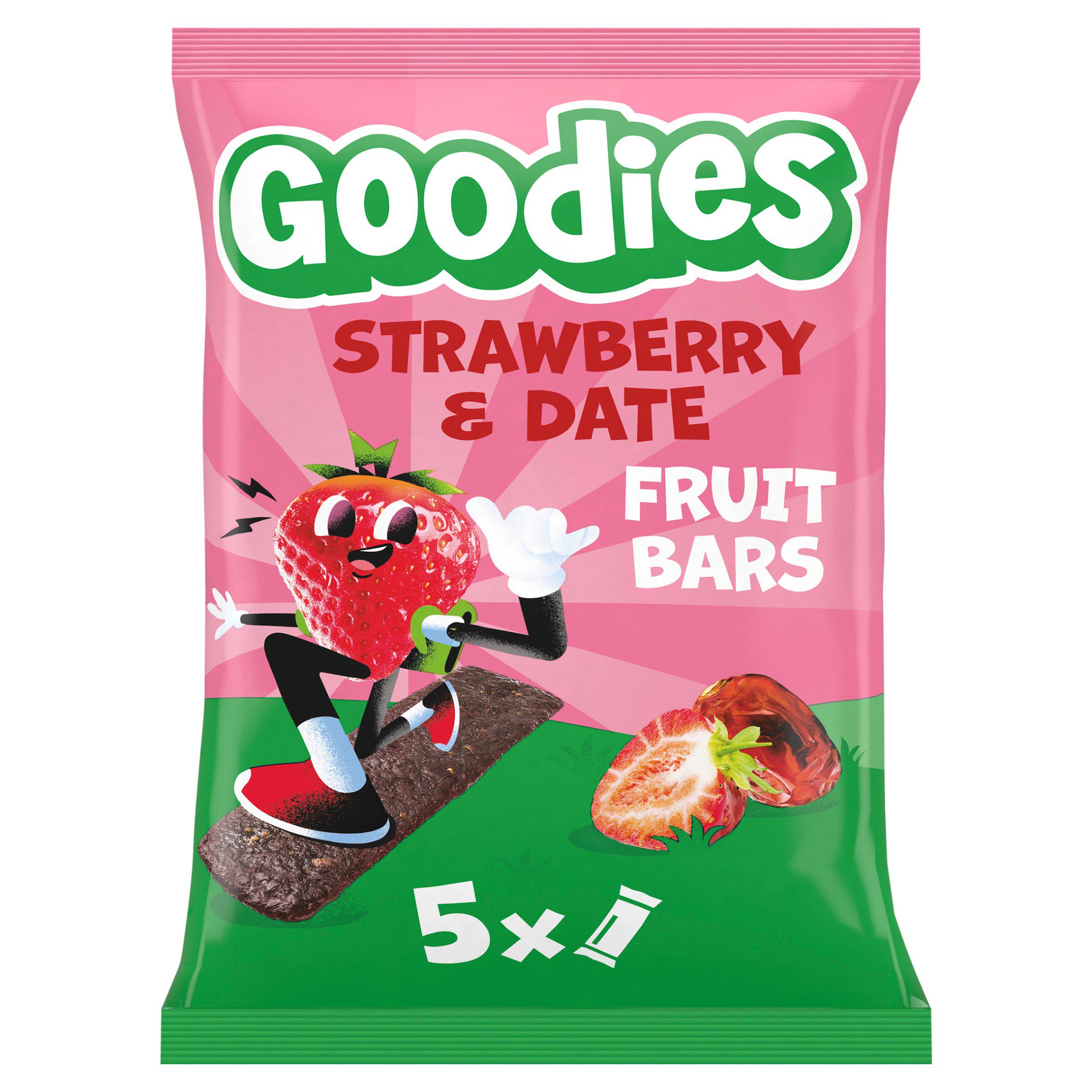 Goodies strawberry and date fruit bars multipack 5x20g - British product