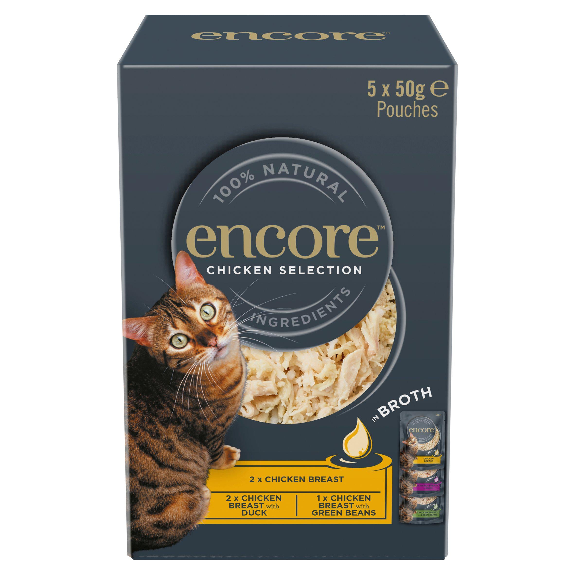 Encore Chicken Selection natural cat food pouches 5x50g - British product