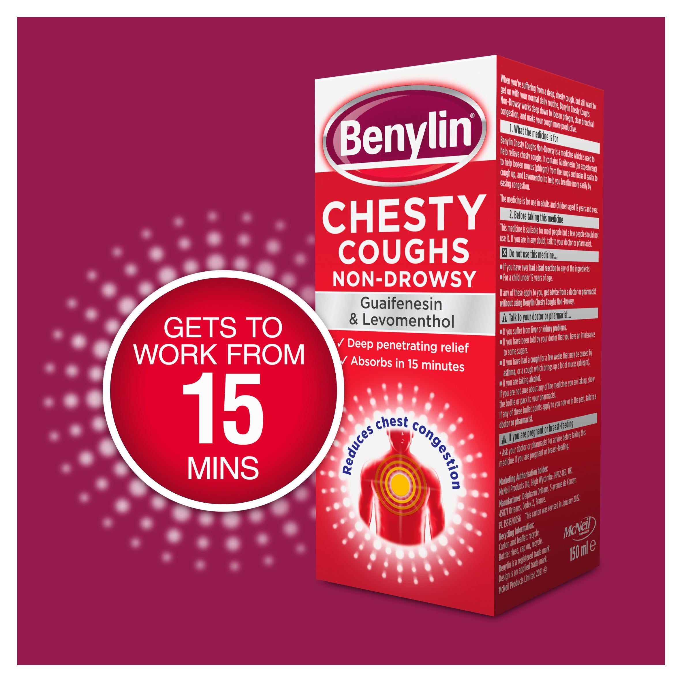 Benylin chesty cough syrup 300ml (British brand)