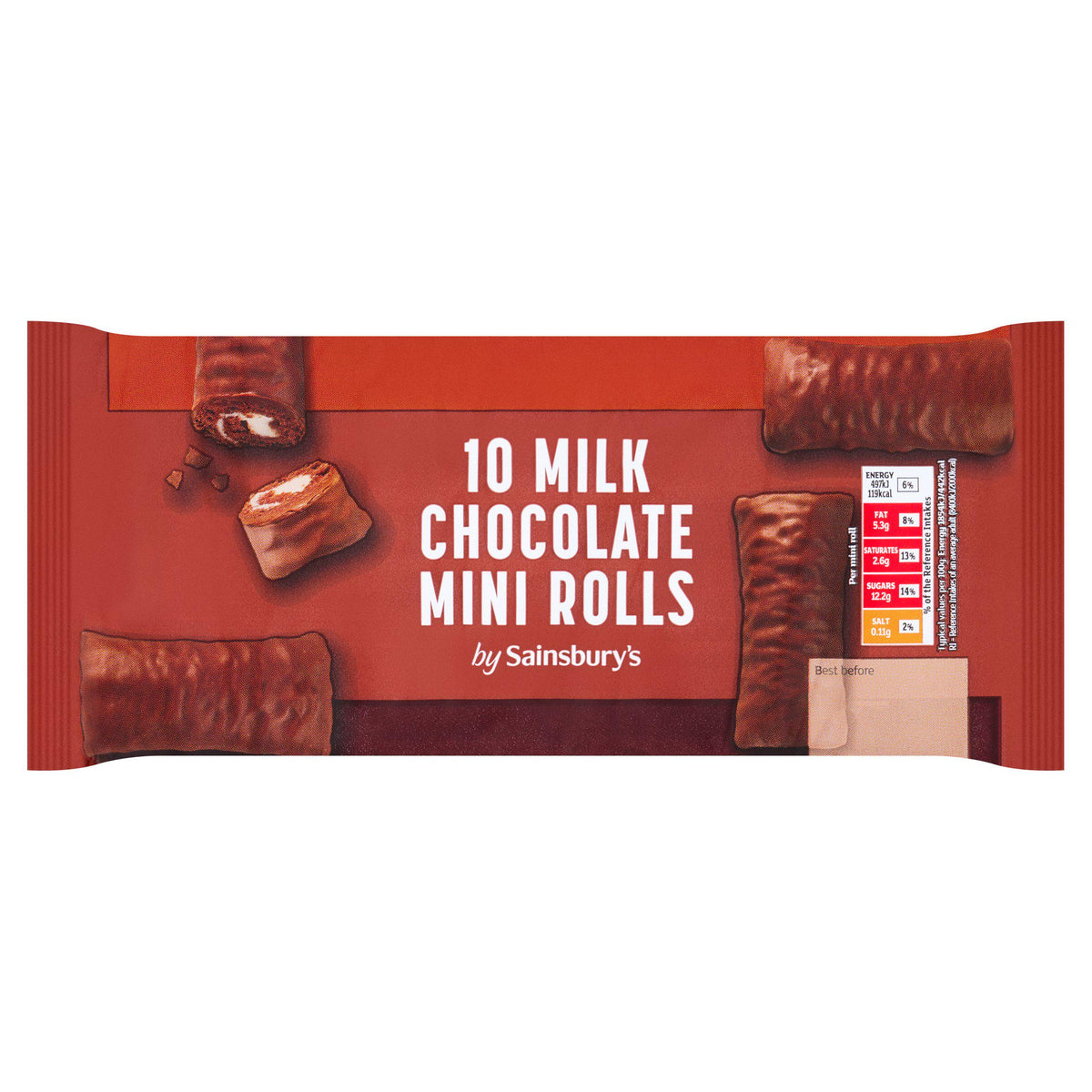 Sainsbury's chocolate mini rolls vanilla filling 268g - British product