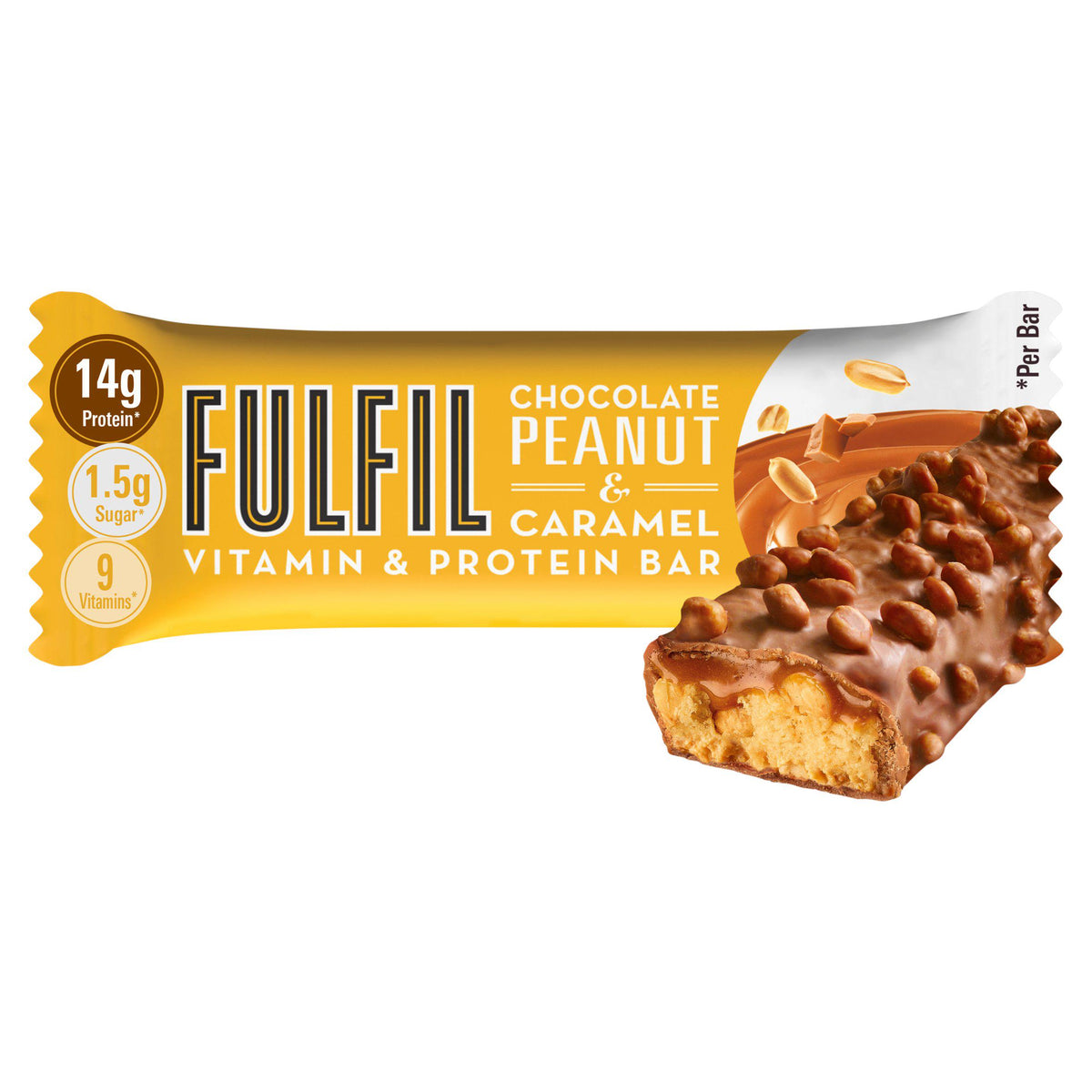 FULFIL Chocolate Peanut & Caramel Vitamin & Protein Bar Snack 40g