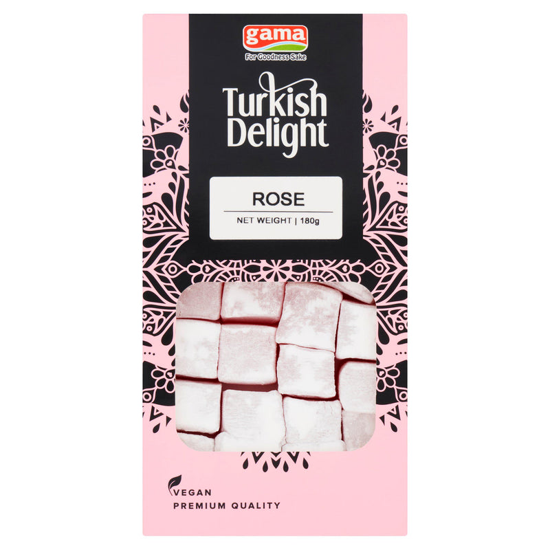 Original box of Gama Rose Turkish Delight confectionery 180g, UK version