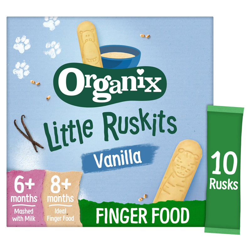 Organic Vanilla Baby Biscuits for 6-8 Months, 10 Individually Wrapped, 6g Each