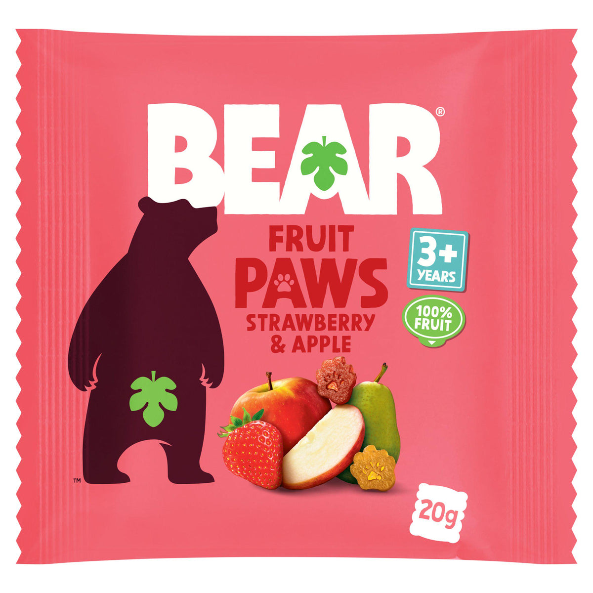 BEAR Paws Strawberry & Apple fruit shapes 20g, UK version