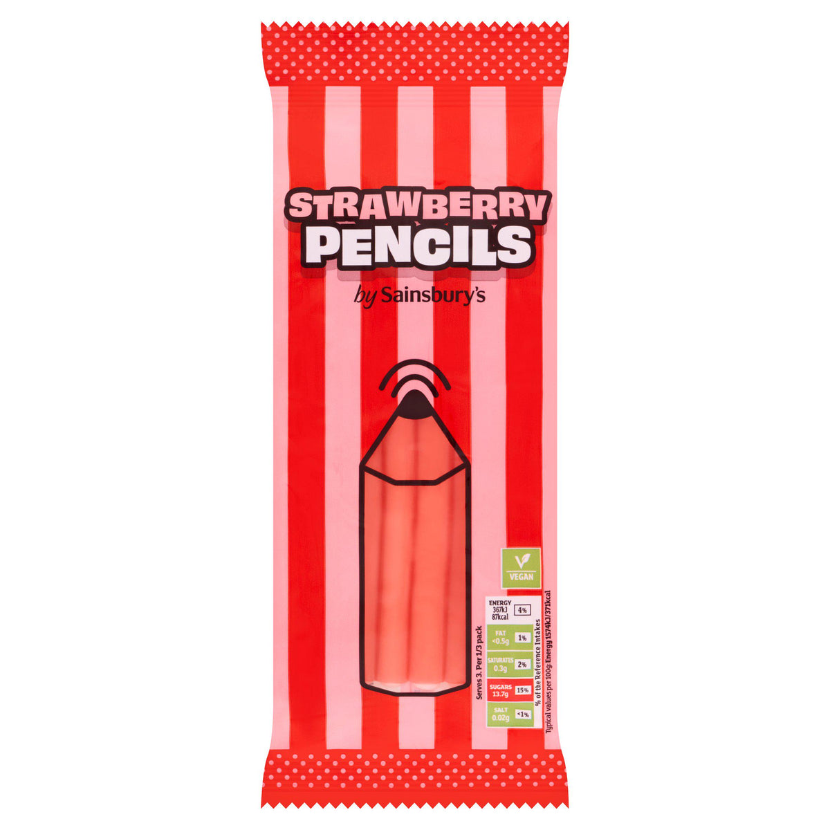 Sainsbury's Strawberry Pencils Sweets 70g, UK version