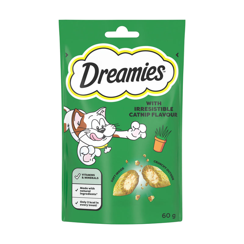 Dreamies catnip cat treats 60g, imported from the UK
