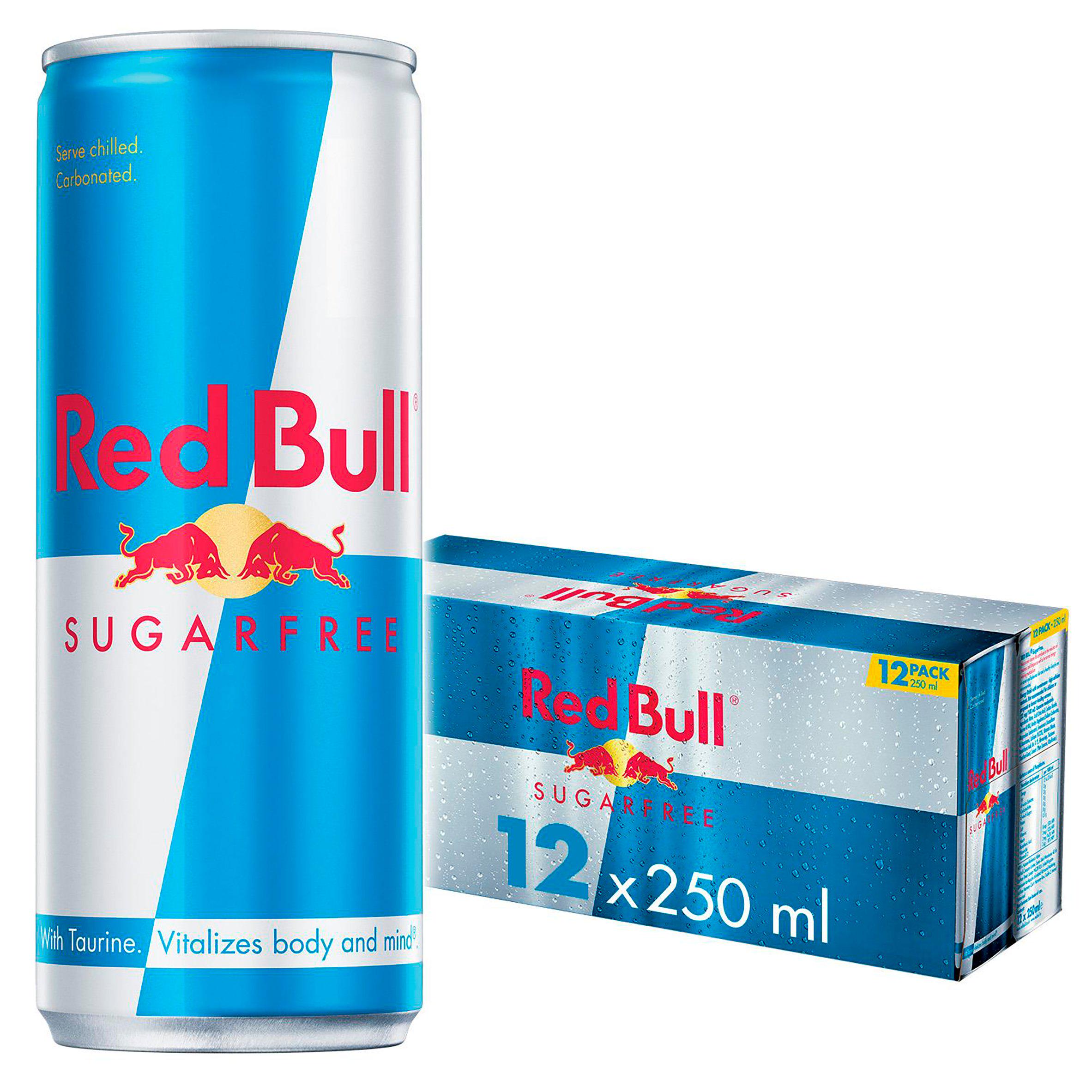 Red Bull Sugar Free energy drink 250ml 12-pack (British brand)