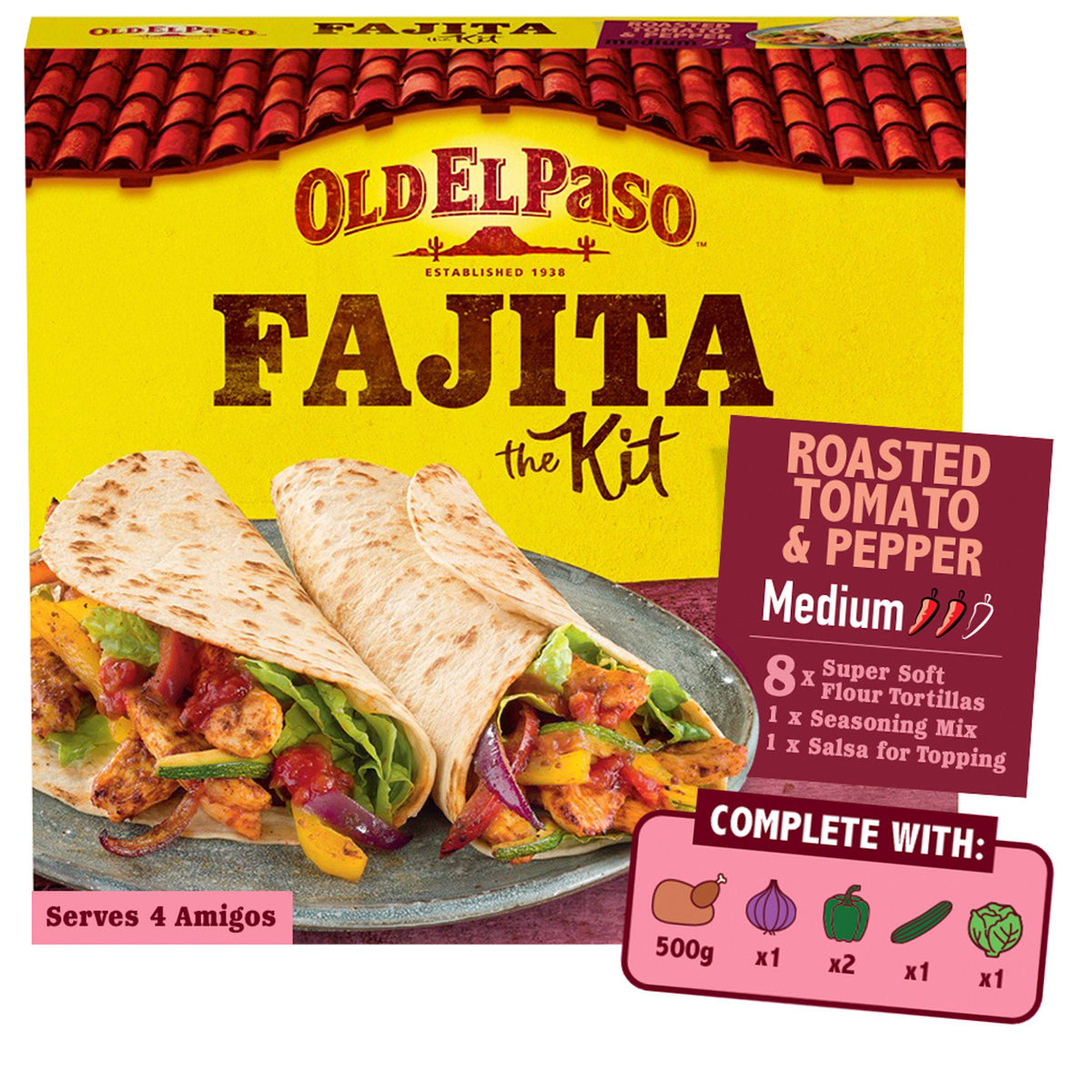 Old El Paso roasted tomato pepper fajita kit 500g - British product