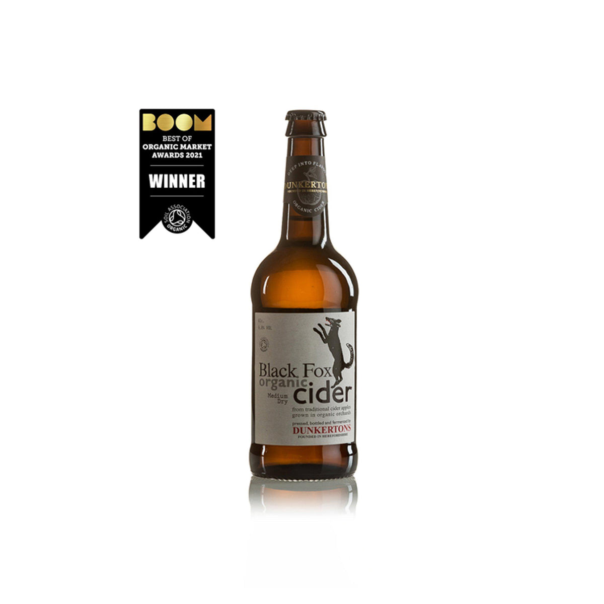 Dunkertons Organic Black Fox Cider 500ml, imported from the UK
