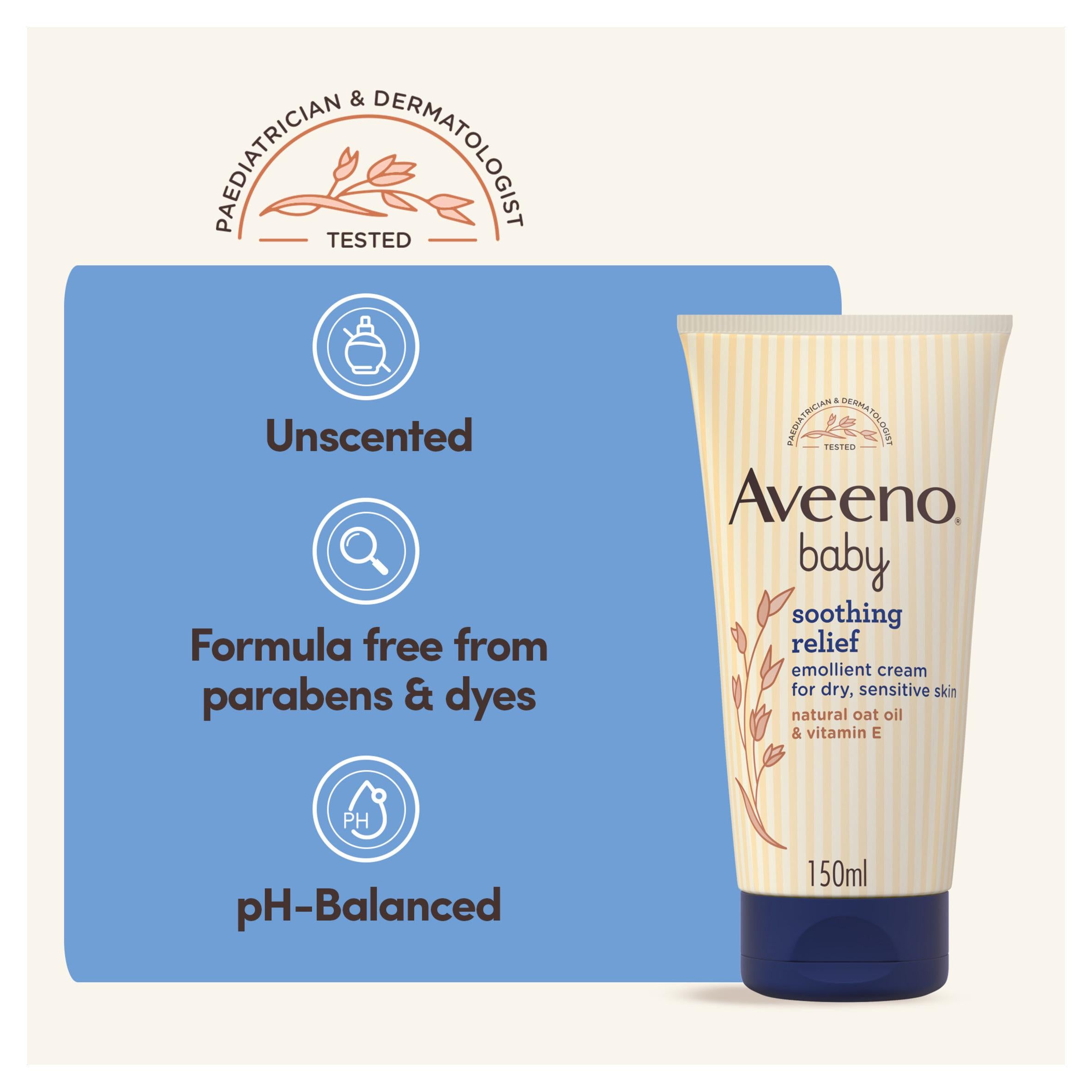 Aveeno Soothing Relief Emollient baby cream 150ml, imported from the UK