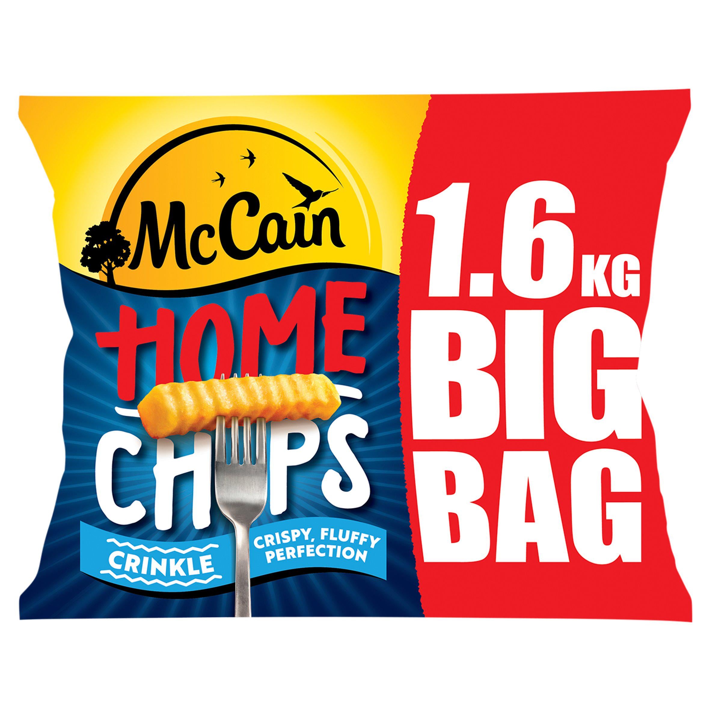 McCain frozen crinkle cut chips 1.6kg, imported from the UK