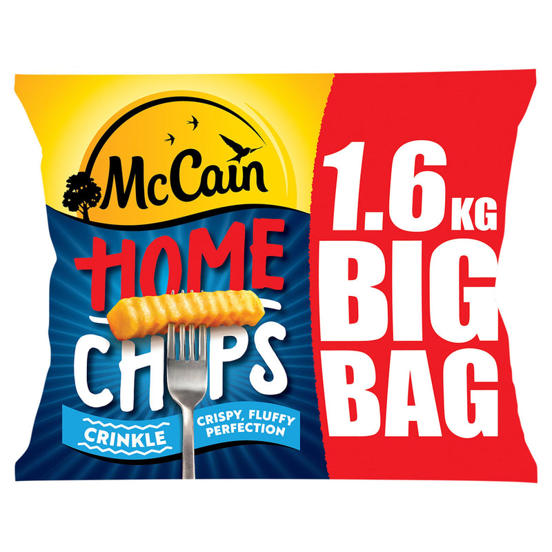 McCain frozen crinkle cut chips 1.6kg, imported from the UK