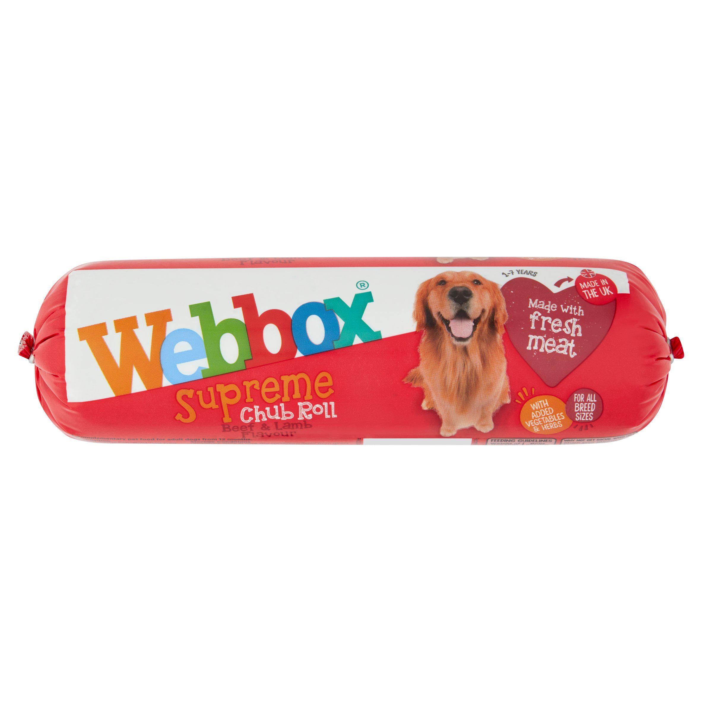 Webbox dog food roll mixed flavours 720g, UK version