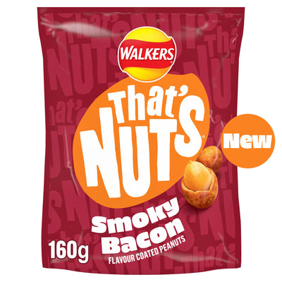 Sainsburys Walkers That's Nuts Smoky Bacon Flavour Coated Peanuts 160g- Buy online at McGrocer