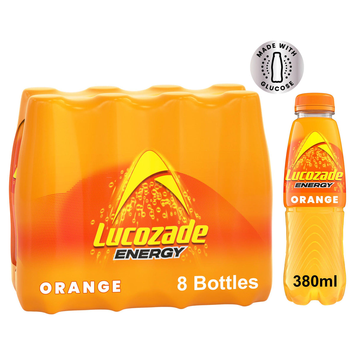 Lucozade Energy Drink Orange 8 x 380ml, UK version