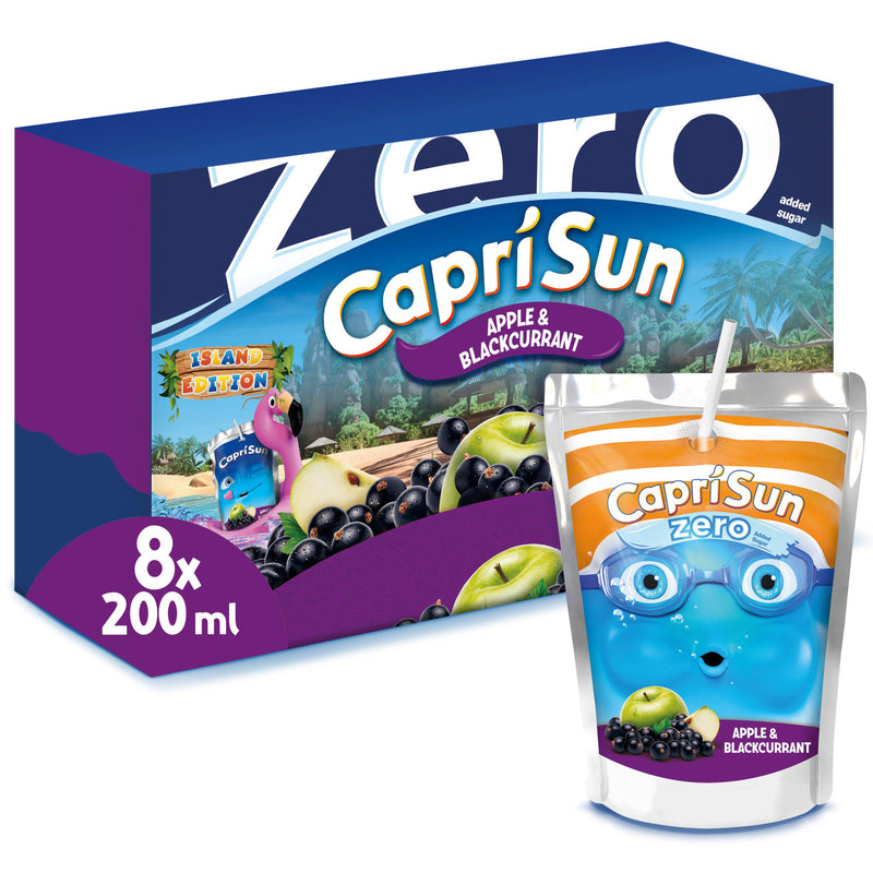 Capri-Sun Zero Blackcurrant & Apple juice pouch 8x200ml, imported from the UK