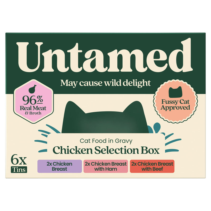 Untamed wet cat food chicken selection box 6x75g (British brand)