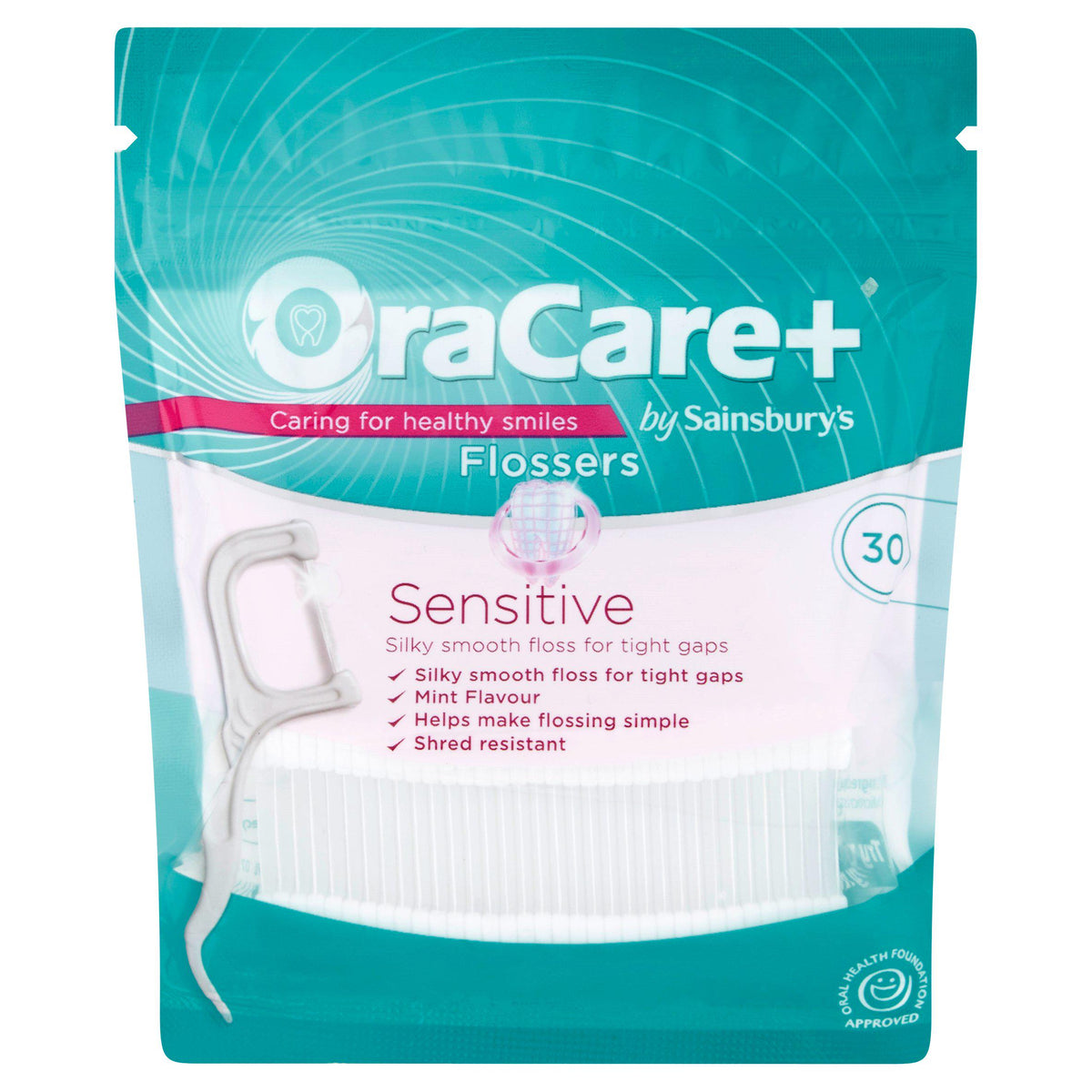 Sainsbury's Sensitive Flossers 30-pack mint (British brand)