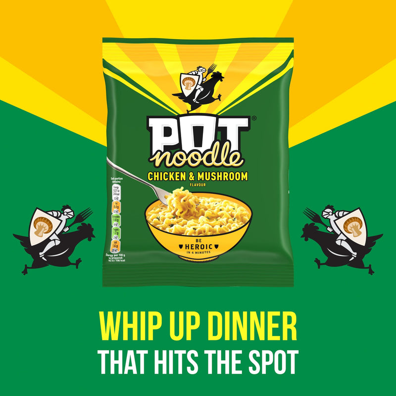 Pot Noodle instant chicken and mushroom noodles block 112g, UK version