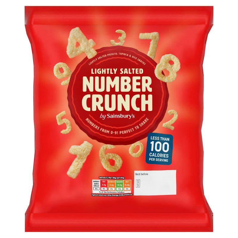 Sainsbury's number crunch lightly salted chips 80g, UK version