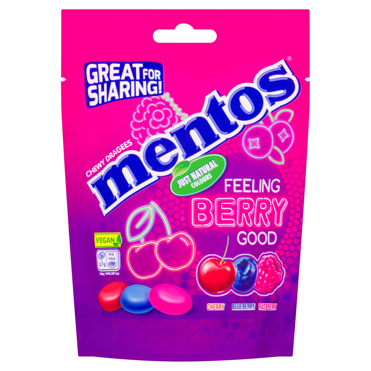 Mentos Chewy Dragees Assorted Fruit Flavour 140g, imported from the UK