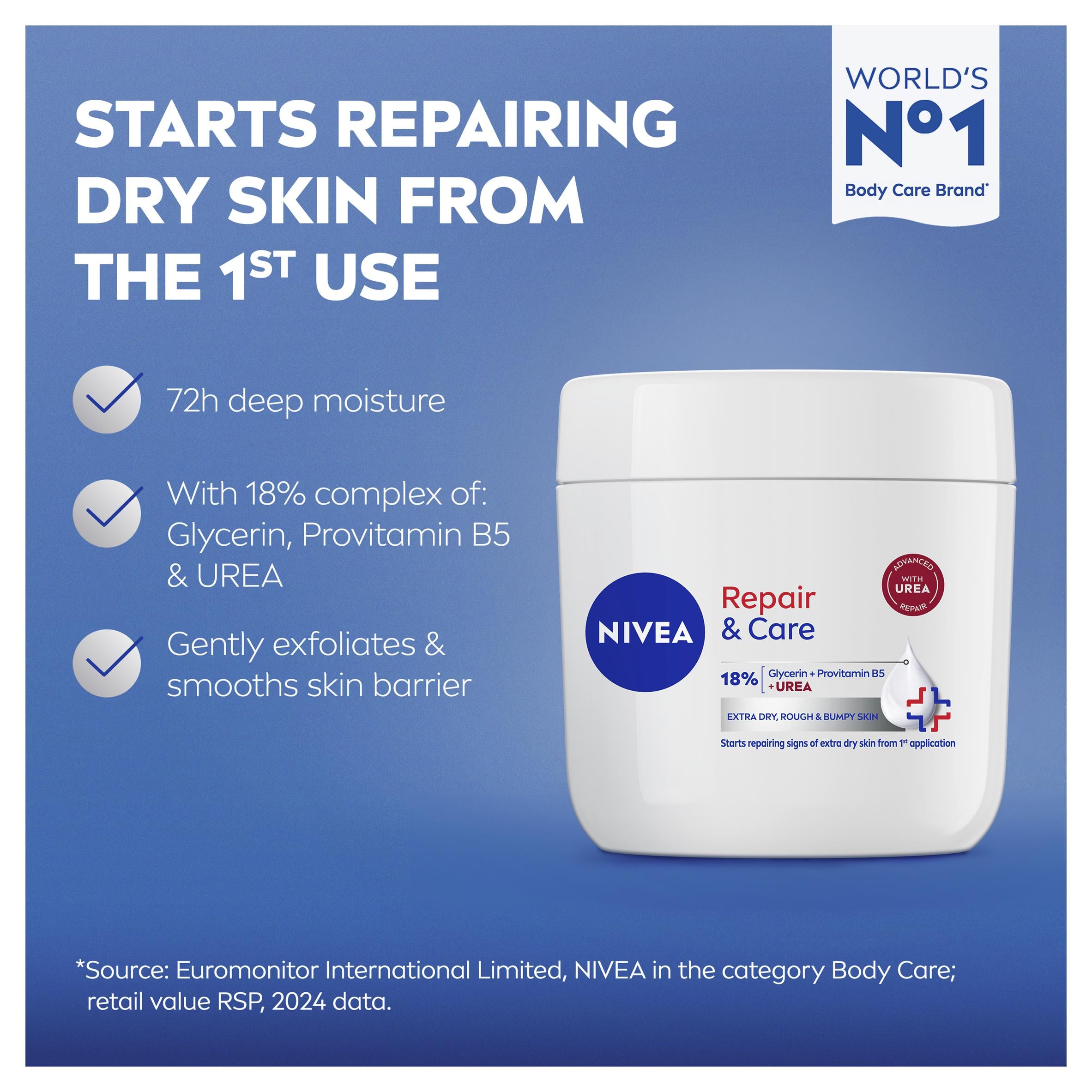 Nivea Repair Care moisturiser 400ml, imported from the UK