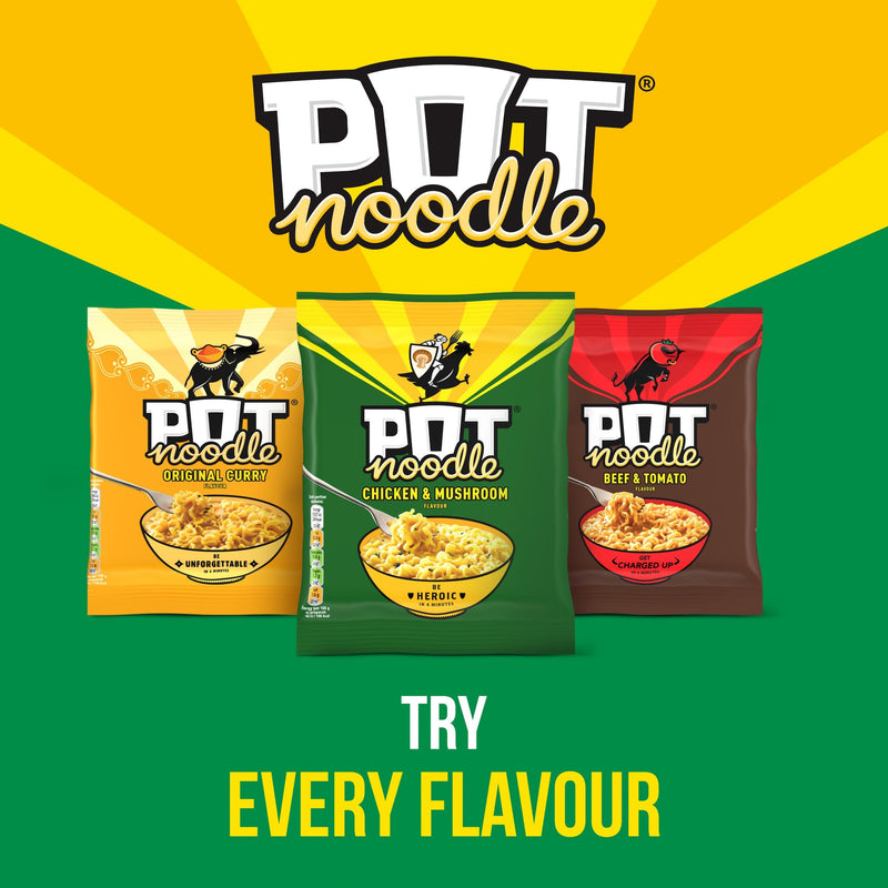 Pot Noodle instant chicken and mushroom noodles block 112g, UK version