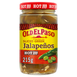 Old El Paso sliced green jalapeños 215g - British product